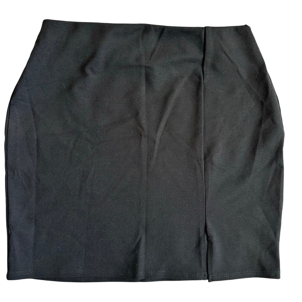 La Clef Black, Stretch, Pull On, Pencil, Mini Skirt- M